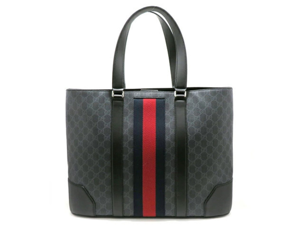 Gucci GG Supreme Tote Bag Gray Black